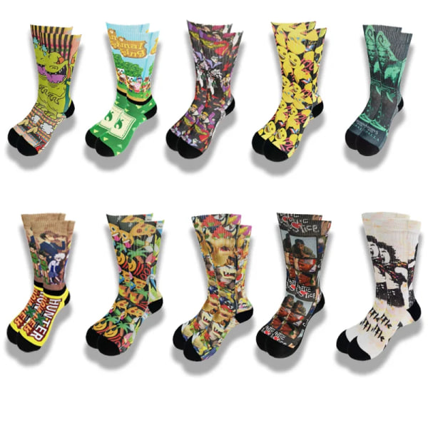 Anime Cute Cartoon Hip Hop Personality Street Style Happy Novelty Printing and Dyeing Men and Women Socks in the Tube Skateboard