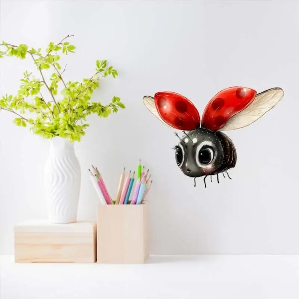 M701 Cute Ladybug Cartoon  Wall Sticker Kids Room Background Home Decoration Mural Living Room Wallpaper Funny Decal