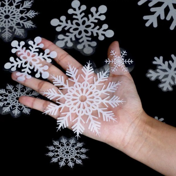 100PCS Reusable Christmas Window Snowflake Stickers Glass Clings Decal Electrostatic Sticker For New Year Room Home Party Decor