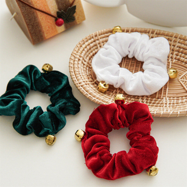 Christmas Style Hair Scrunchies Velvet Small Bell Large Intestine Hair Ring DIY