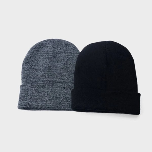 Enfärgad Skullies Beanies För Kvinnor Män Höst Vinter Varm yllestickad mössa Casual Elastisk Skullcap-huv Unisex melonkeps