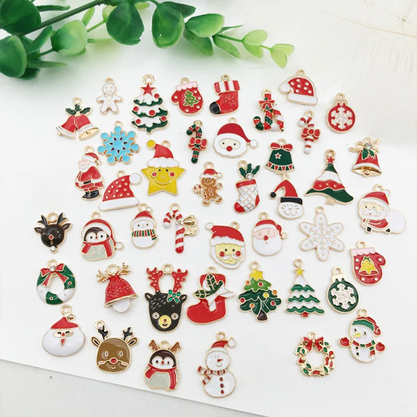Mix Alloy Enamel Elk Bell Snowflake Christmas Charm For Jewelry Making Necklace Bracelet Pendant Earring Accessories DIY Finding