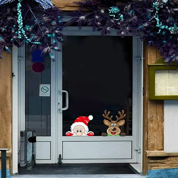 Christmas Window Sticker PVC Static Sticker Beautify Home Windows Large Flake Wall Sticker New Year Glass Santa Elk Sticker