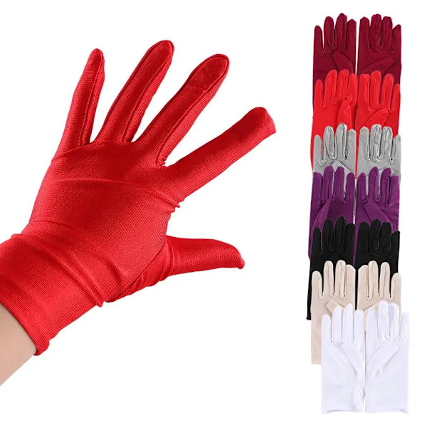 Summer Thin Sun Protection Gloves Men Women Fashion Black White Etiquette Dance Gloves Pure Color Elastic Cycling Driving Glove