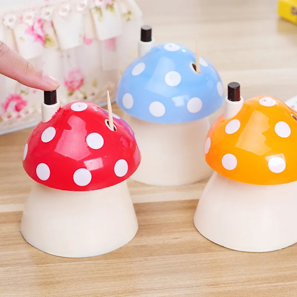 Mushroom Toothpick Box Toothpick Container Toothpick Bottle Creative Cute Press Type Automatic Toothpick Box