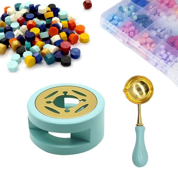 Wood Wax Seal Warmer Kit Wax Seal Melting Furnace Tool with Melting Spoon
