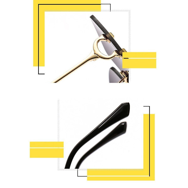 New Oversized Rimless Square Lens Gold Frame Sunglasses Shades Gafas for Women