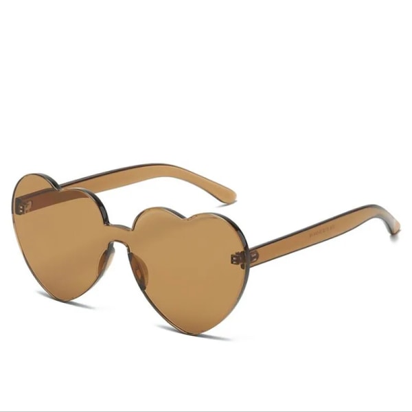 FOENIXSONG Heart Sunglasses for Women Men Rimless Eyewear UV400 Female Pink Green Yellow Blue Orange Purple Brown Sun Glasses