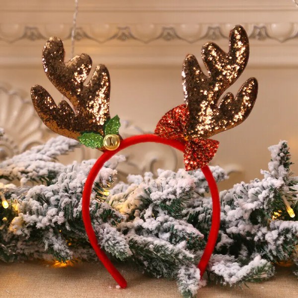 2Pairs Christmas Elk Antlers Reindeer Headband Headwear Hair Band Xmas Party Cute Headband Wear Hair Clasp Fancy Dress Up