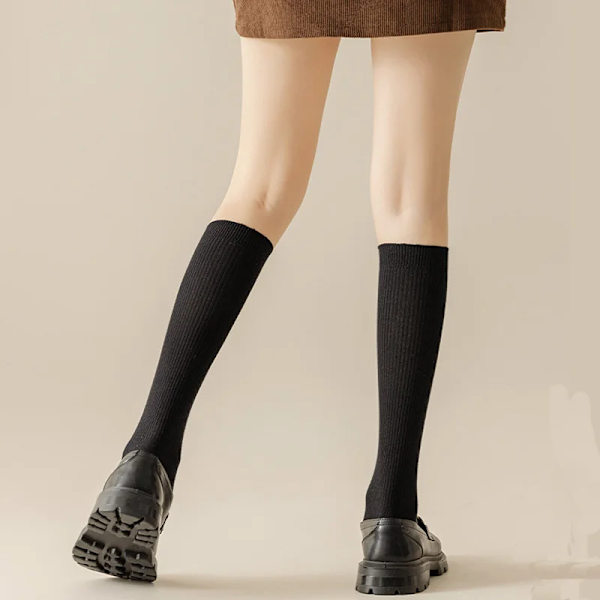 1 Pair Women Combed Cotton Calf Sock Slimming Non-Slip Spring Summer High Quality Girl's Soild Color Stockings School Sock