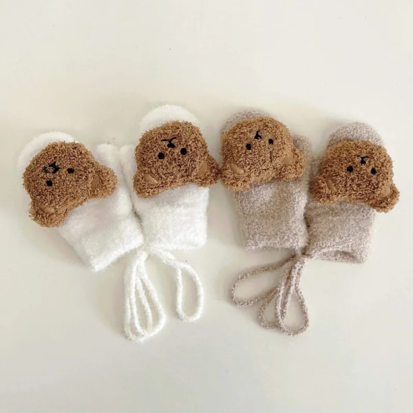 Bear Winter Baby Gloves Soft Warm Fleece Kids Gloves Snow Kawaii Children Mittens for Girls Boys Accessories 1-4Y