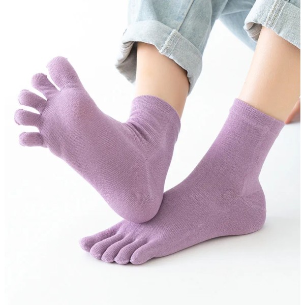 Five Finger Socks Women'S Pure Cotton Five Toe Socks Sweat Absorbing Mid Tube Split Toe Socks Winter Warm Toes Socks For women