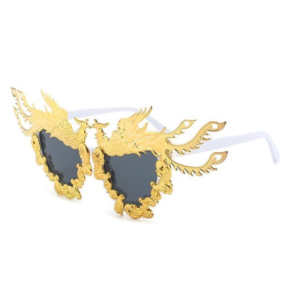 Festival Fashion Luxury Phoenix Sunglasses Unique Gold Punk Eyeglasses Party