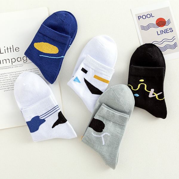 5 Pairs Antibacterial Anti-slip Sweat Absorbing Color Contract Cotton Socks