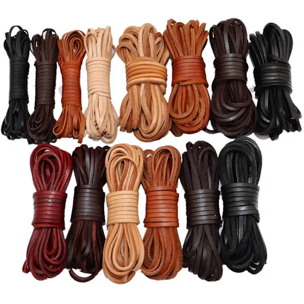 5m/Roll Retro Leather Cord Round/Flat Strand Genuine Leather Rope String For DIY Making Braided Bracelet Coffee