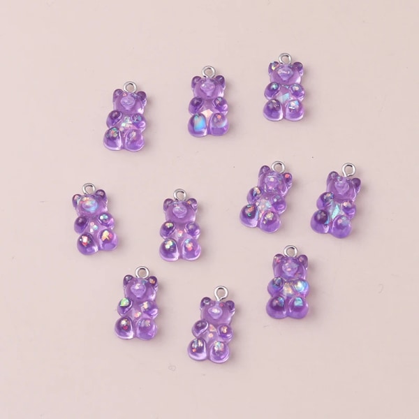10pcs 22X11mm Resin Sequins Gummy Bear Charms for Jewelry Making Cartoon Earrings Pendants Necklaces Bracelets DIY Accessories
