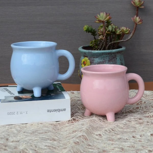Creative Boiler Mug Porcelain Cauldron Ceramic Coffee Milk Water Mug Halloween Ghost Festival Gift Mugs 3D Three-dimensional Cup
