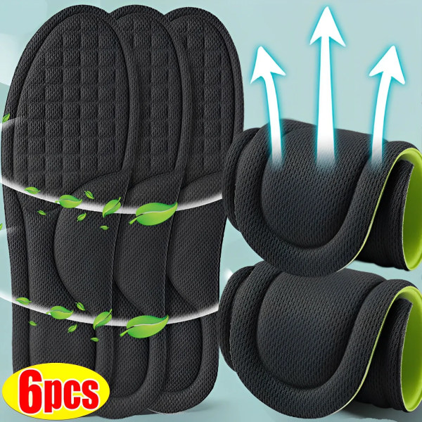 6pcs Memory Foam Insoles for Shoes Men Women Deodorant Absorb-Sweat Massage Sport Insole Feet Orthopedic Shoe Sole Running