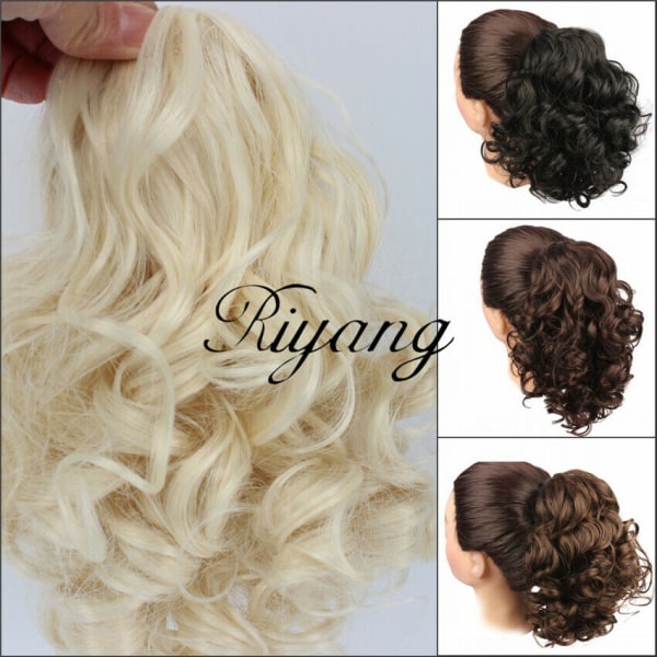 Long Curly Scrunchies Hair Bun Extension Black / Brown Hairpiece Chignon Fashion