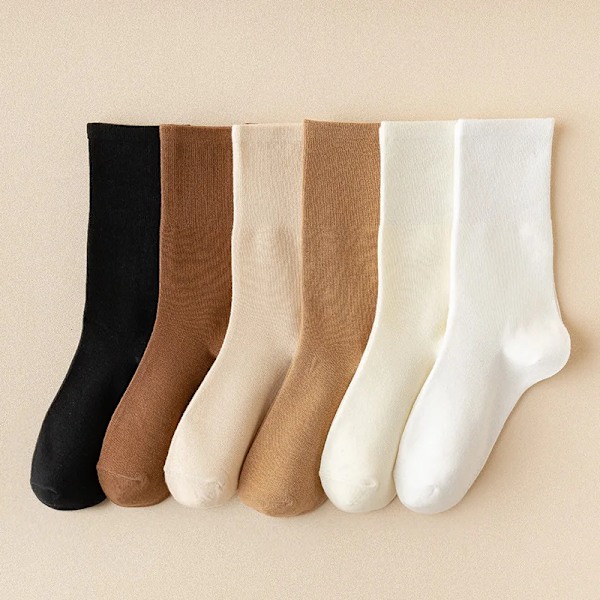Women's cotton midtube winter casual all-in-one comfort solid color trend day long tube pile socks and socks