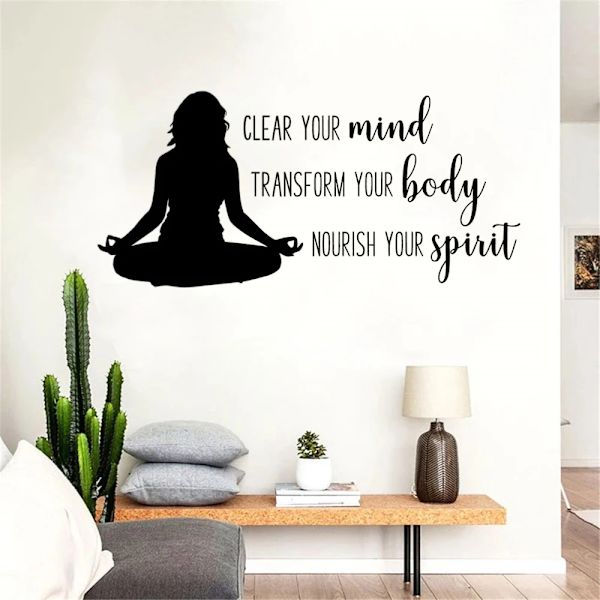 Yoga Quote Wall Decal Mind Body Spirit Wall Decal Bedroom Vinyl Wall Sticker Gym Fitness Home Decor