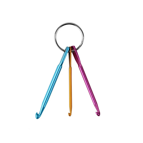 3Sizes/set Mini Aluminum Keychain Crochet Hooks DIY Multicolour Crafts Tools Knitting Needles