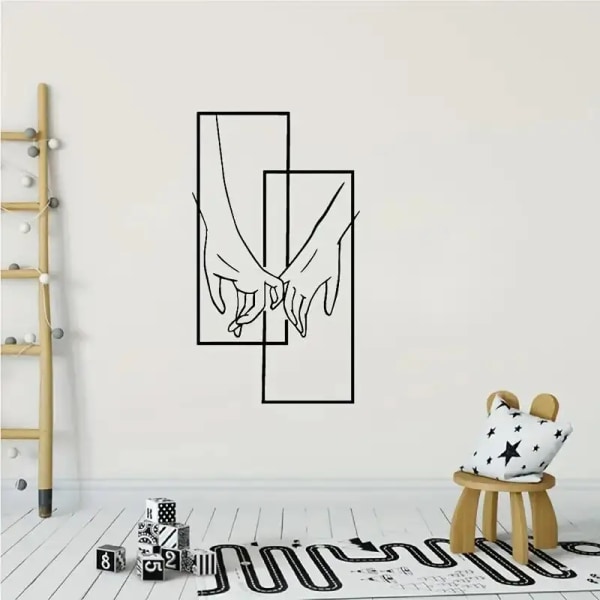 1pc Men And Women Holding Hands Couple Love Art Poster, Vinyl Wall Sticker, For Porch Bedroom Modern Abstract Art Decor