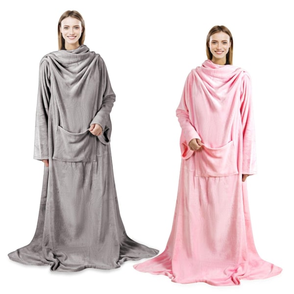 Snuggle Fleece Blanket with Sleeves Wearable Wrap Giant Oversized Soft Throw