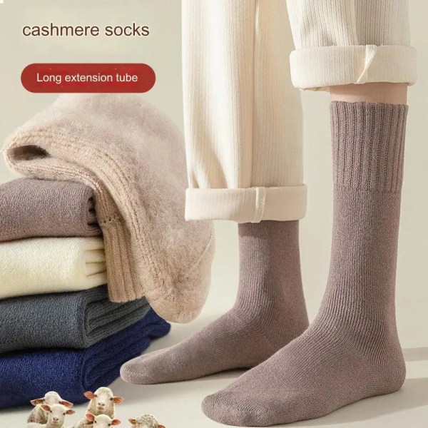 Winter Men's Thickened Warm Merino Wool Socks Plus Large Size High Quality Cashmere Socks Harajuku Retro Casual Terry Snow Socks