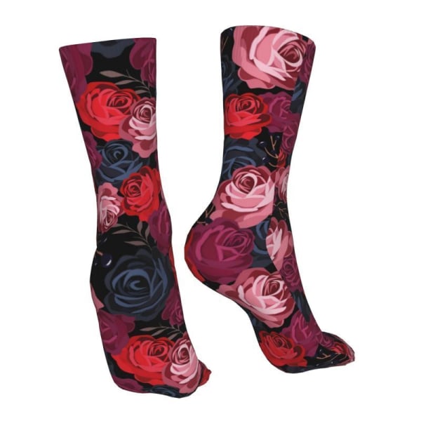 Unisex Red rose Socks 3D Colorful Athletic Sport Novelty Socks