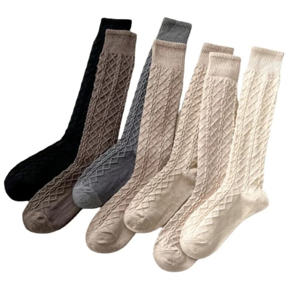 Fashionable Women's Cotton Solid Color Long Stockings Warm Thigh High Socks