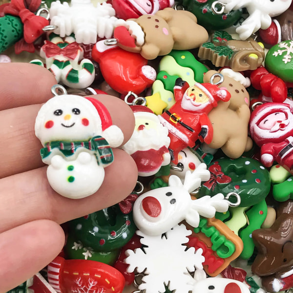 11/22Pcs Randomly mix Cute Cartoon Christmas Styles Resin Charms Decoration Charms Pendant For DIY Necklaces Earrings Bracelets
