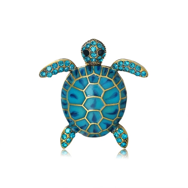 Cute Shining Rhinestone Enamel Turtle Brooches for Women Men Lovely Alloy Animal Tortoise Party Casual Brooch Pin Gifts Jewelry