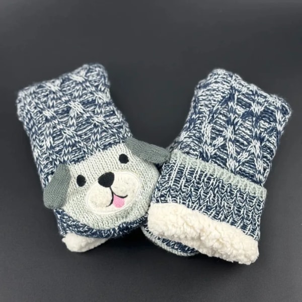 Winter Warm Sock Women Dog Puppy Cute Home Indoor Floor Soft Female Silicone Non Slip Grip Comfy Thermal Slipper Fuzzy Sock