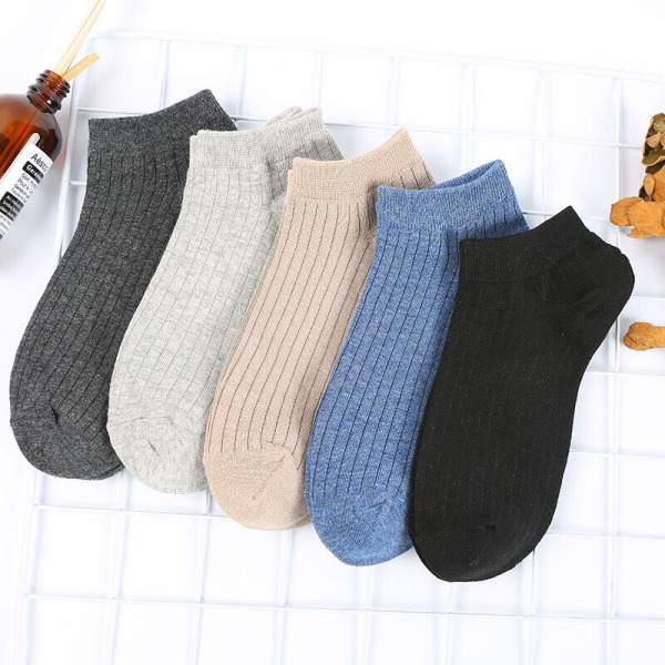 5 Pairs of Winter Men's Cotton Solid Color Formal Breathable Stockings