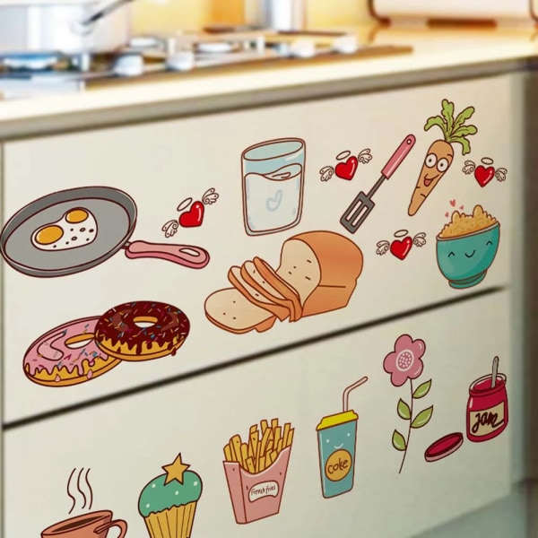 Cartoon Kitchen Refrigerator Door Stickers Decorative Stickers Food Fruit Removable Wall Sticker Stickers On The Wall