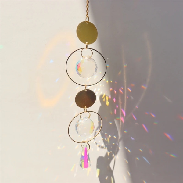 Crystal Suncatcher Moon Star Light Catcher Rainbow Prism Hanging Pendant Window Wind Chime Ornaments Car Charm Garden Decoration