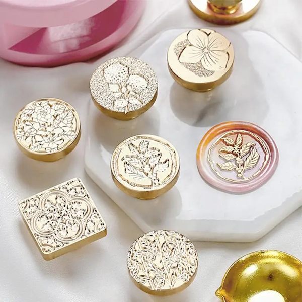 Laser Embossed Lacquer Seal Head Irregular Shape Sealing Wax Brass Stamp Heads Plant Flower DIY Scrapbook Invitation Decoration