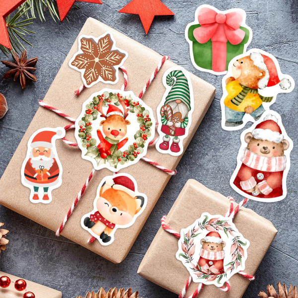 Christmas Stickers Cute Cartoon DIY Scrapbooking Gift Decals Children Sticker PVC Waterproof Funny Toy New Year for Laptop Phone