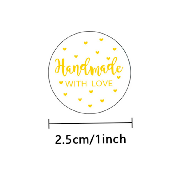 50-500pcs Golden Handmade with Love Label Stickers for Gift Card Box Package Party Wrapping Baking Food Small Business 1Inch