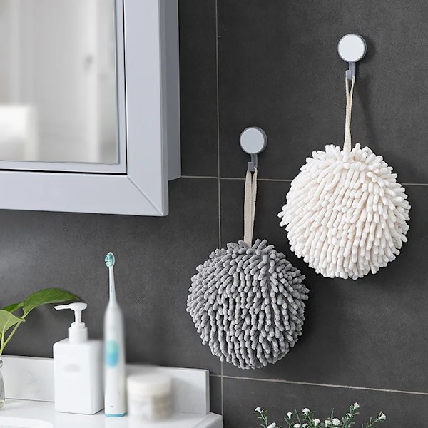 Chenille Hand Towels Microfiber Towels Kitchen Bathroom Hand Towel Ball with Hanging Loops Quick Dry Soft Absorbent