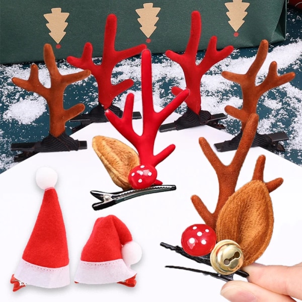 Multiform Christmas Headwear Elk Antlers Hats Deer Ears Bells Hair Clips Colorful Playful Hairpins Interesting Party Supplies