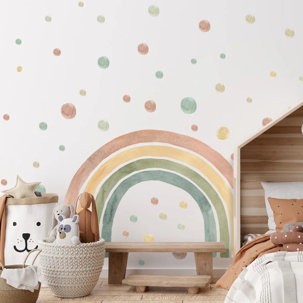 Cartoon rainbow pattern wall stickers, self-adhesive children's room wall stickers, and home decoration stickers