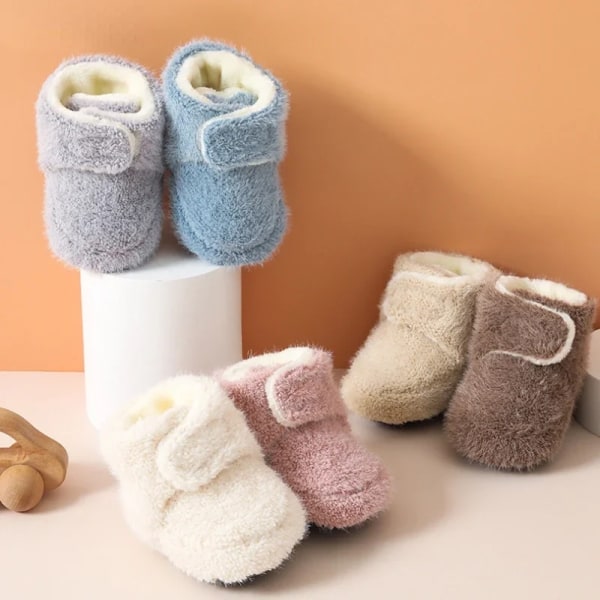 Winter Newborn Baby Solid Color Warm Wool Thickening Shoes Boy Girl Anti Slip Boots Plush Soft Soled Infant Toddler Kids Socks