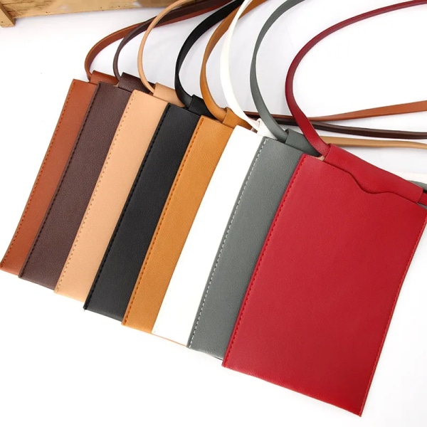 Fashion women's mobile phone wallet bag PU leather messenger bag solid color mini bag mobile phone bag holder tote bag pocket