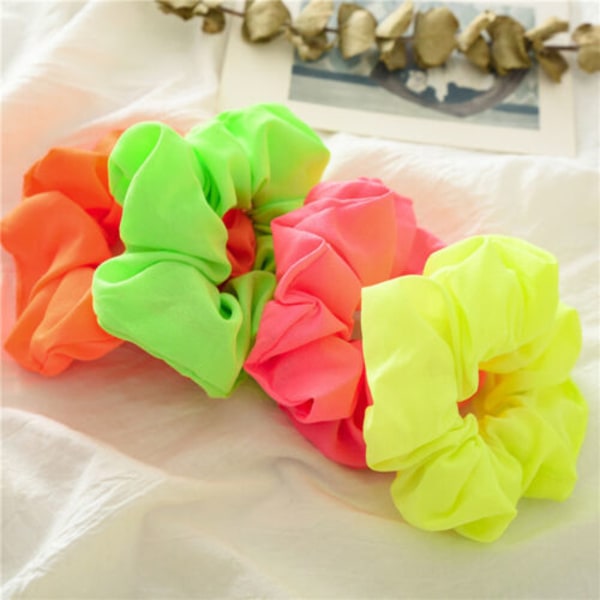 Women Fluorescent Color Scrunchies Hair Ties Ring Elastic Rubber Band Headwear