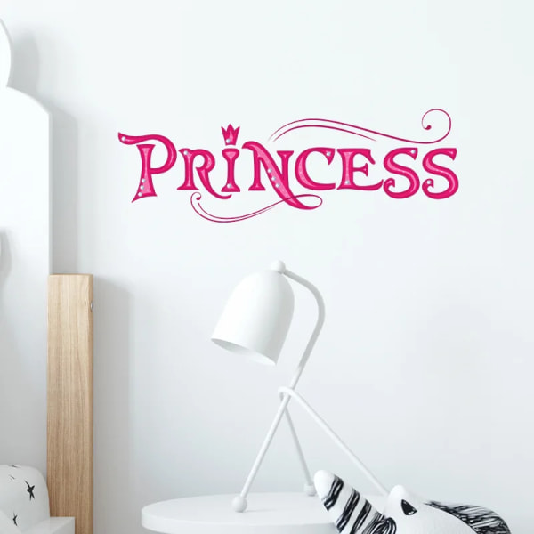 Kids Letter Graphic Wall Sticker Pink Self Adhesive Wall Art Decal For Home Decor Pink Princess pattern Background Wall Decal