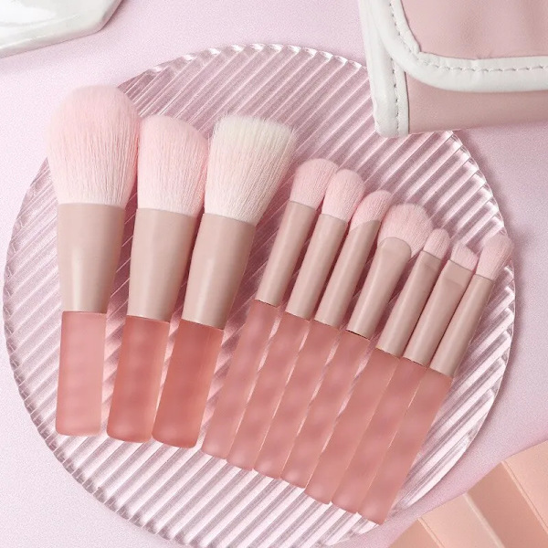Peach Pink Makeup Brush Set 10pcs Eye Shadow Brushes Soft Brush Soft Skin Friendly Strong Powder Adhesive Force