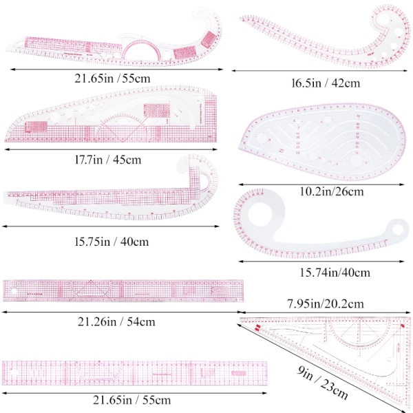 Nonvor Multifunctional French Curve Ruler Soft Plastic Patchwork Ruler Measure Dressmaking Drawing Template Craft Sewing Tools