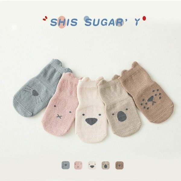 5pairs Autumn Winter Baby Sock Children Floor Socks Combed Cotton Non-Slip Toddler Sock